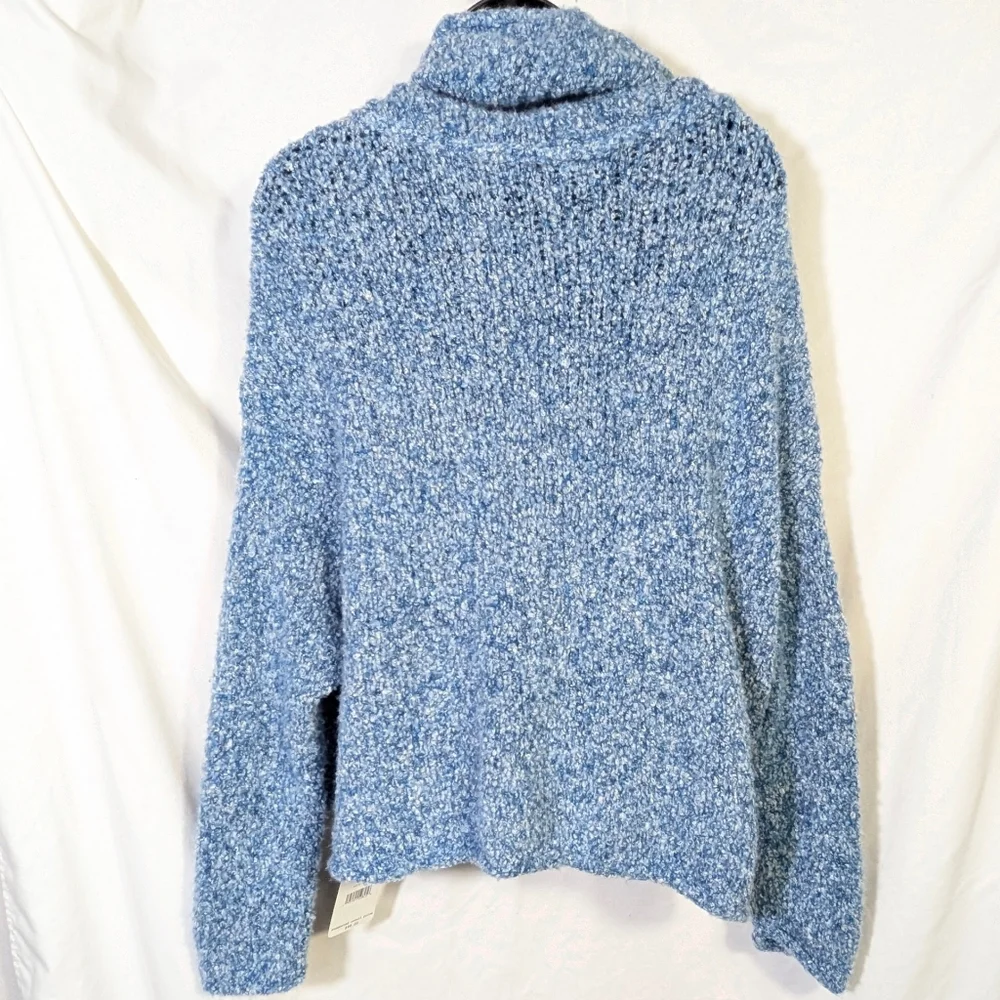 New Free People BFF Blue / White Cowl Neck Sweater‎ Winter Soft Cozy Sz XS